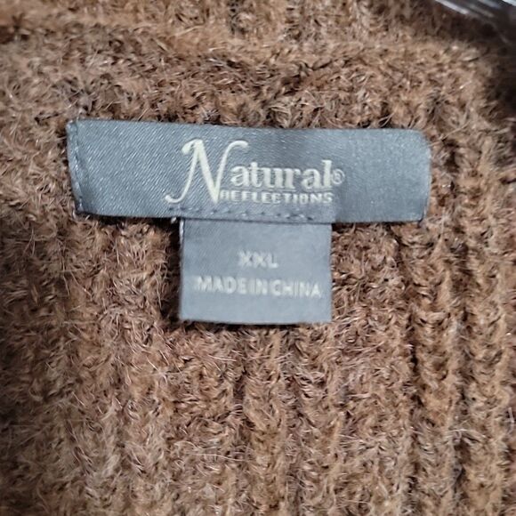 Natural Reflections Bass Brown Heather Cardigan Sweater 2XL Large Blend - Picture 3 of 4